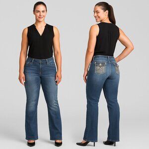 Earl Jean Rhinestone Fleur-de-Lis Slim Boot Jeans Women’s 14 💎⚜️